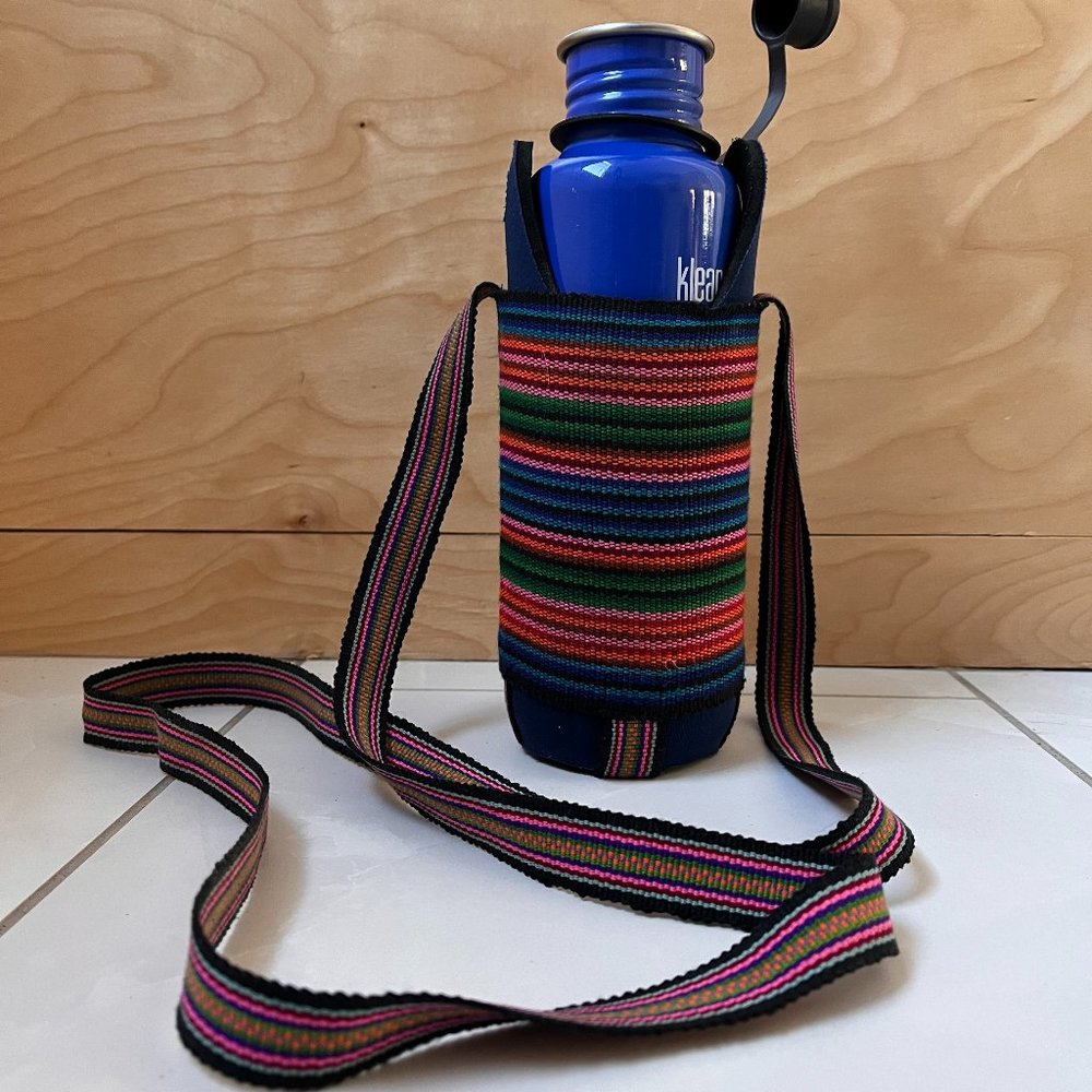Kleene Kanteen 27-oz water bottle with insulated pocket w/ colorful woven sleeve